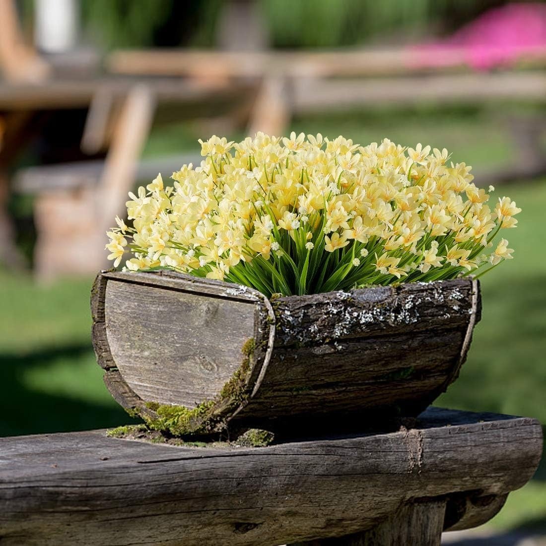 6 sztuk 35 cm Sztuczne kwiaty orchidei Rośliny łodygowe do dekoracji wnętrz (żółte)