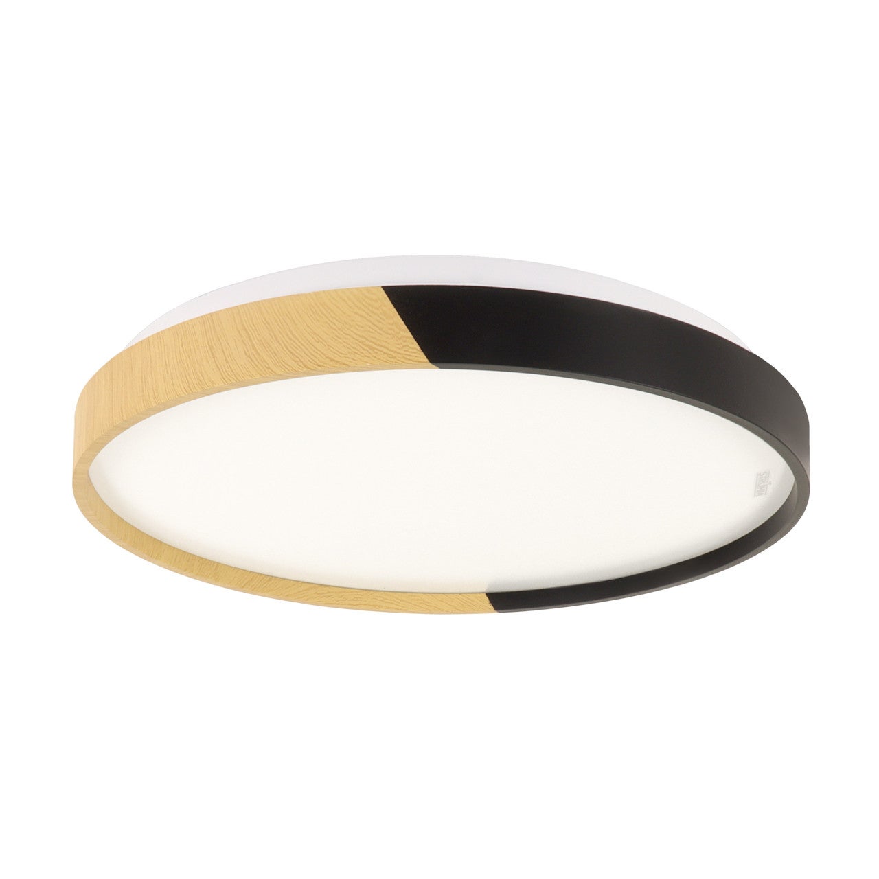 Plafon Farna okrągły dąb-czarny-biały LED 48W 4100K 3680lm wym: 7,5 x 48 cm IP44 tworzywo sztuczne Struhm
