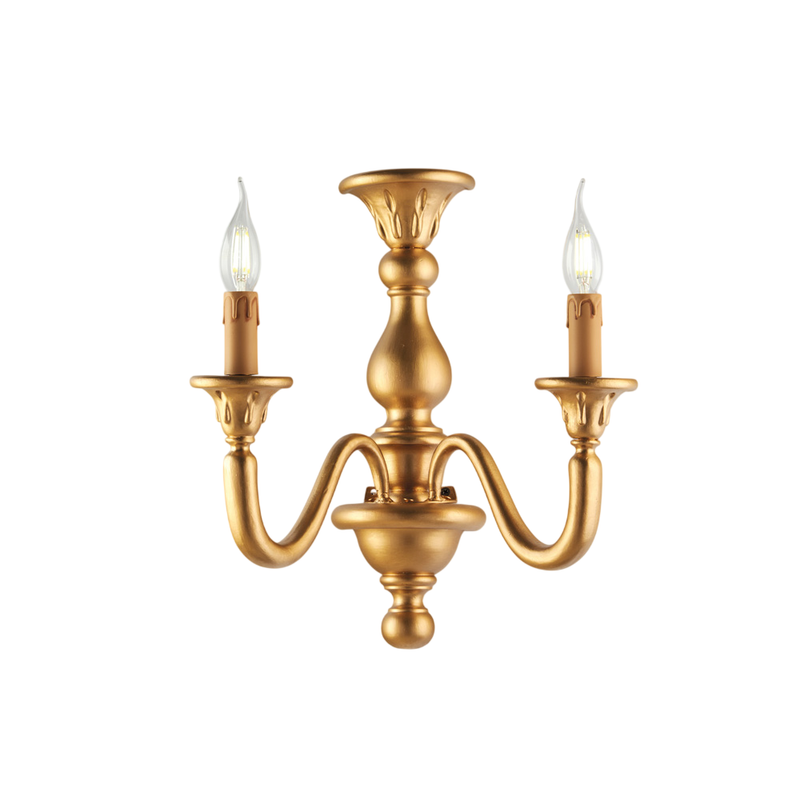 Applique in legno oro antico 2 luci H.41 - L.35 - P.21