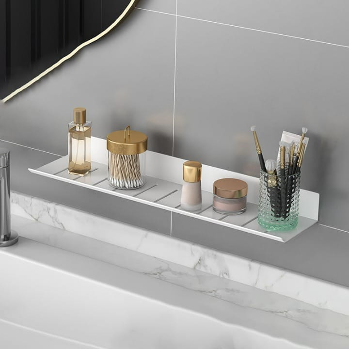Półka łazienkowa – 50 cm Organizer łazienkowy – mocowany do ściany w toalecie – nie wymaga wiercenia – biały – 50*11*4,8 cm