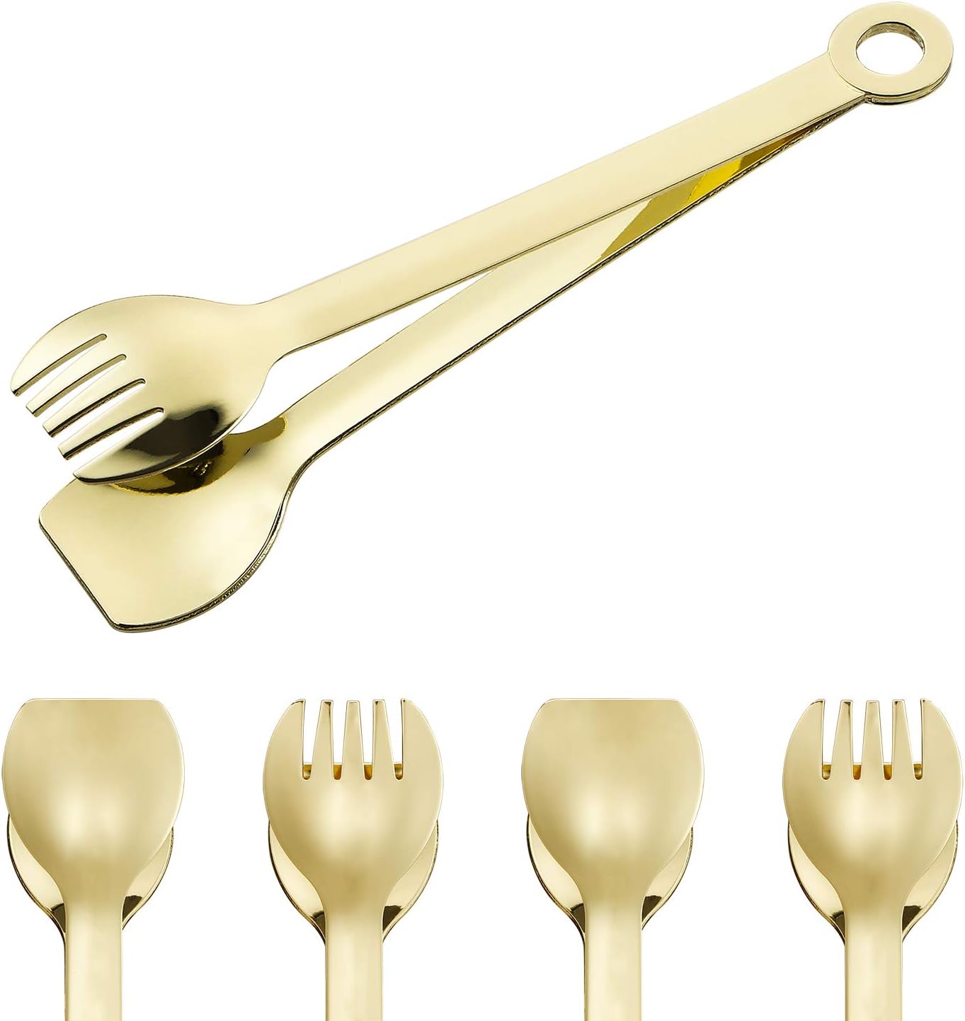 Zestaw 4 mini szczypiec do przekąsek ze stali nierdzewnej platerowanej złotem, 15,2 cm, kolor złoty