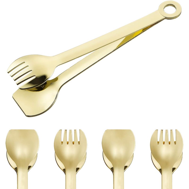 Zestaw 4 mini szczypiec do przekąsek ze stali nierdzewnej platerowanej złotem, 15,2 cm, kolor złoty