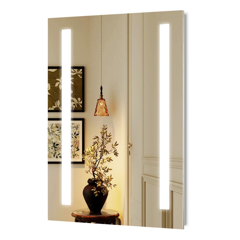 EMKE Lustro łazienkowe z oświetleniem LED 50x70cm, z 6500K, Włącznik ścienny (brak w zestawie)