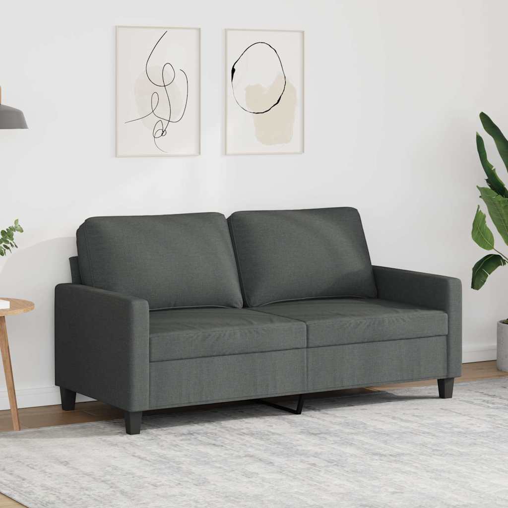 Sofa 2-osobowa, ciemnoszara, 140 cm, tapicerowana tkaniną vidaXL