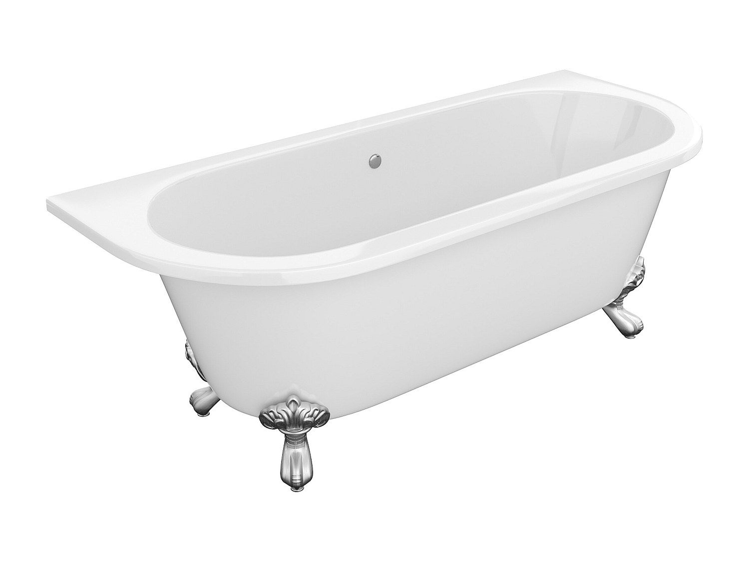 Wanna wolnostojąca przyścienna retro na nóżkach - 190 L - 170 x 74 x 62 cm - Biała - Akryl - SPARUS