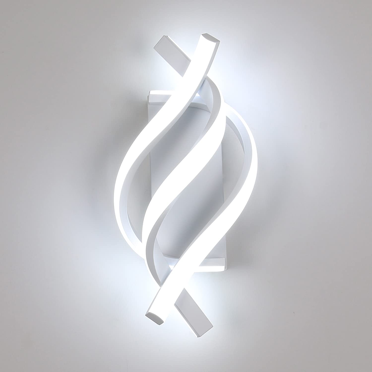 Kinkiety, nowoczesna spiralna lampa ścienna LED, aluminiowy kinkiet LED, wewnętrzne oświetlenie dekoracyjne, zimne białe światło 6000K