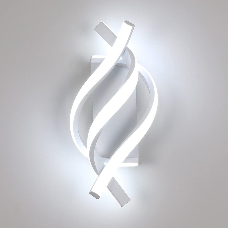 Kinkiety, nowoczesna spiralna lampa ścienna LED, aluminiowy kinkiet LED, wewnętrzne oświetlenie dekoracyjne, zimne białe światło 6000K