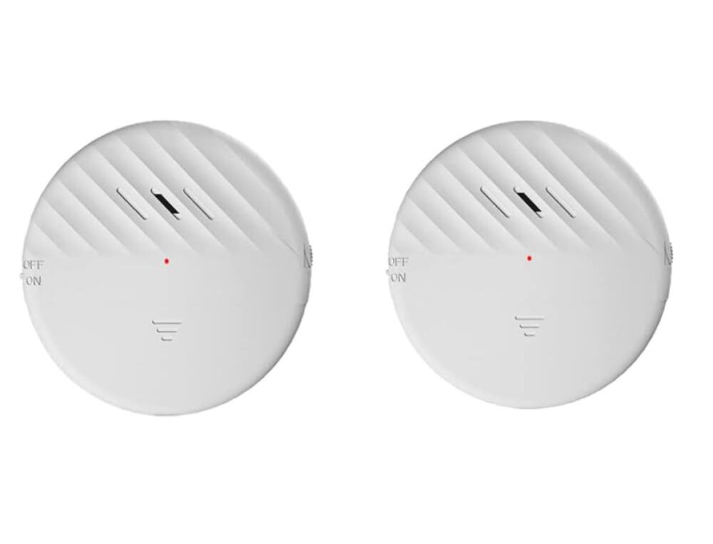 Zestaw 2 alarmów do drzwi i okien z czujnikiem wibracji, biały, 125 dB, smukły i cienki detektor włamania z regulowaną czułością, wskaźnik LED do ochr