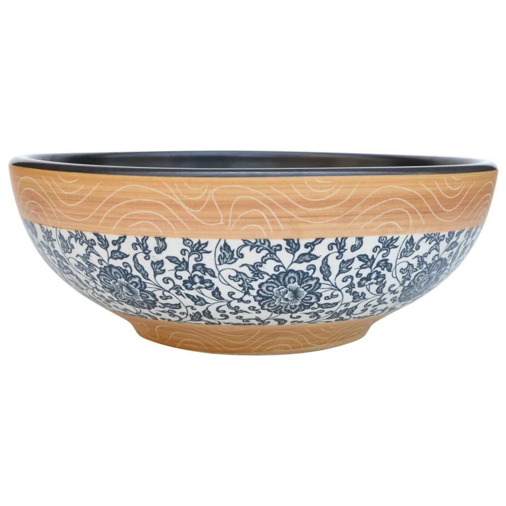 Umywalka Nablatowa Ceramiczna Okrągła Wielokolorowa do Łazienki 41 cm