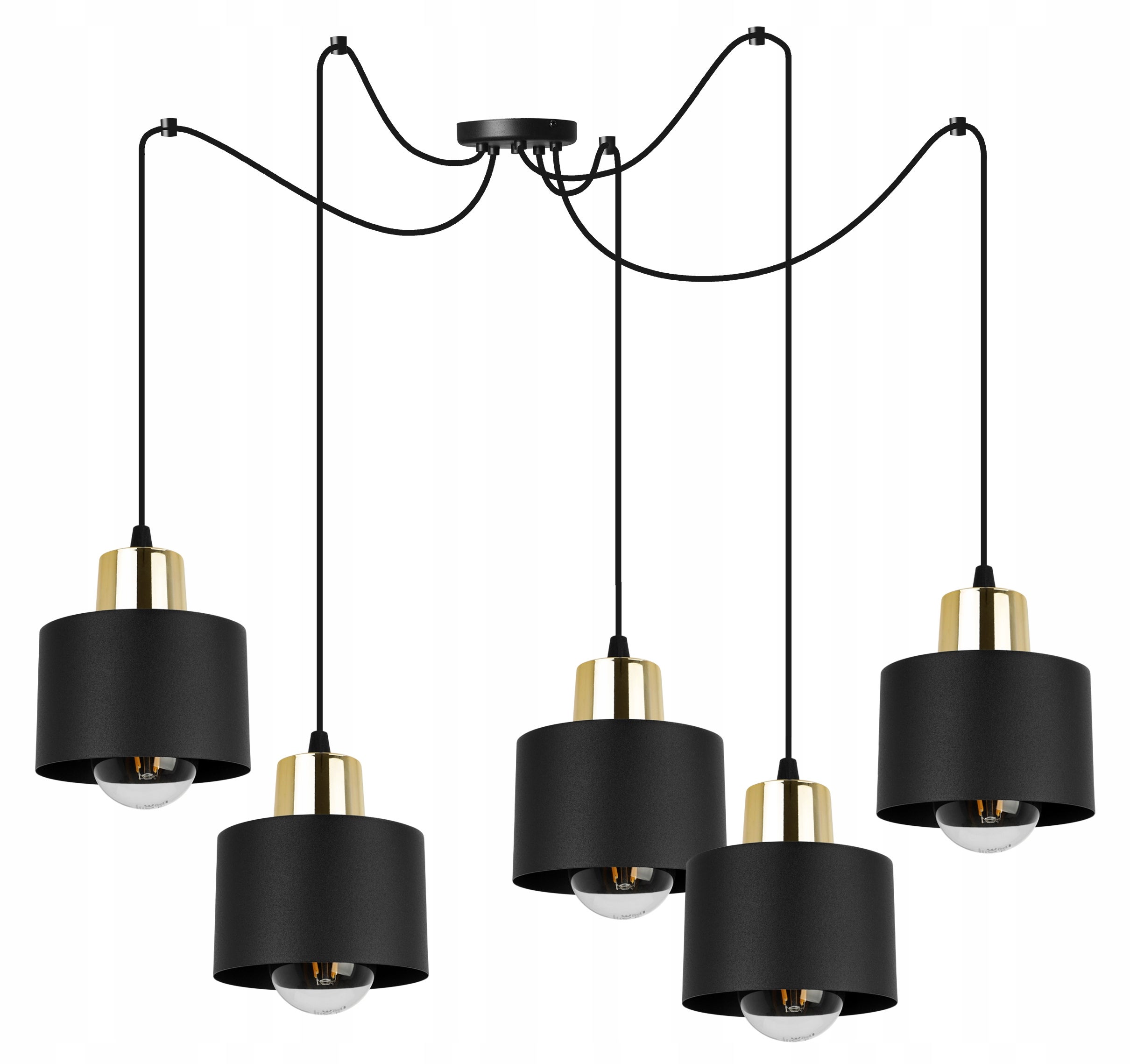 Lampa sufitowa wisząca Light Home LH Spider Panta 5x E27 60W czarny/złoty