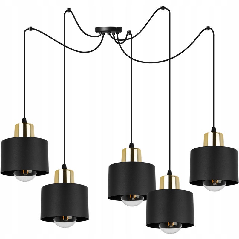 Lampa sufitowa wisząca Light Home LH Spider Panta 5x E27 60W czarny/złoty