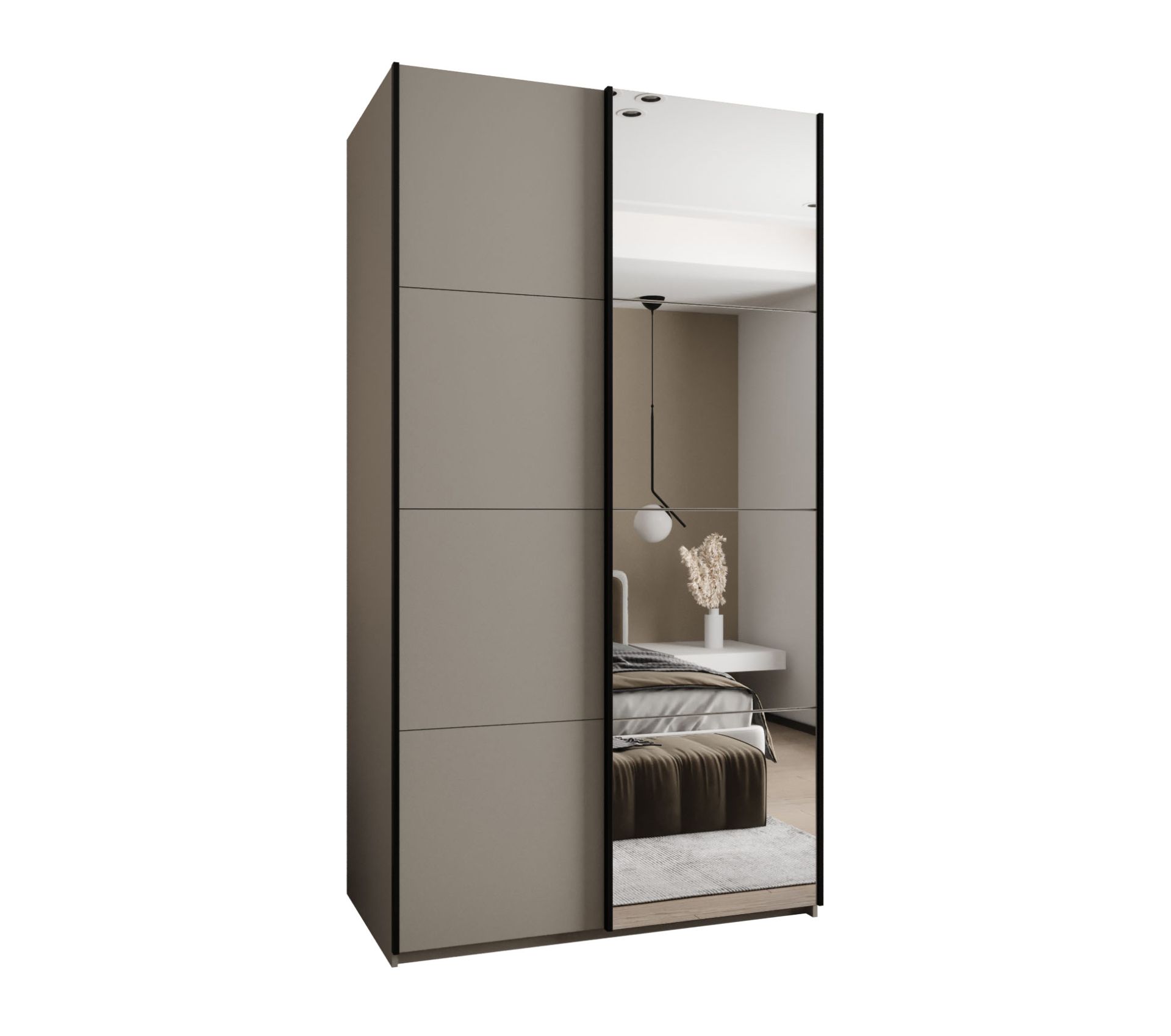 Szafa przesuwna wysoka Lux 3 130 x 64 x 245,5 cm kaszmir + kaszmir + u. czarny - Abiks Meble