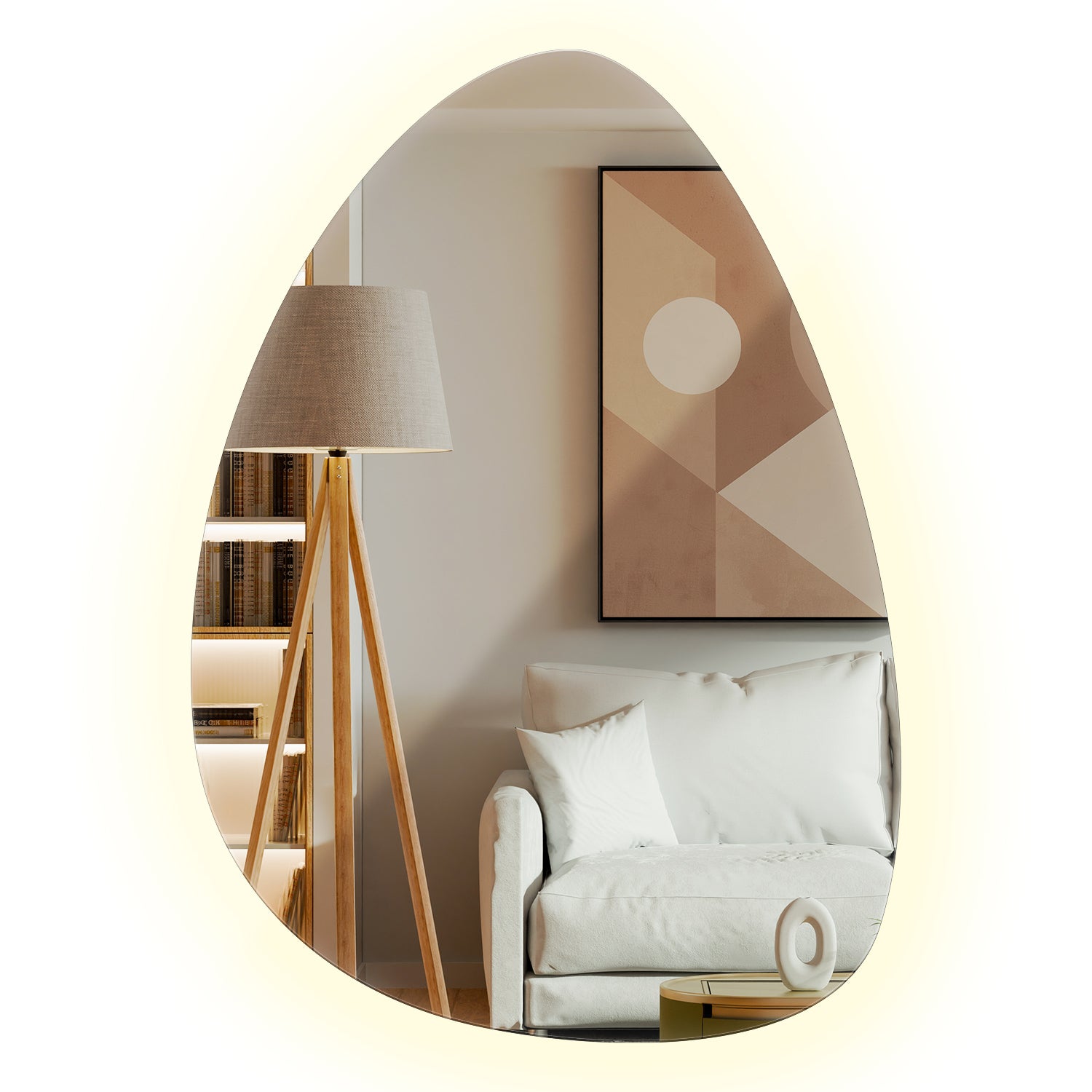 Lustro LED nieregularne 4000K - minimalistyczny styl, naturalna forma, neutralne podświetlenie 57x80 - Tulup