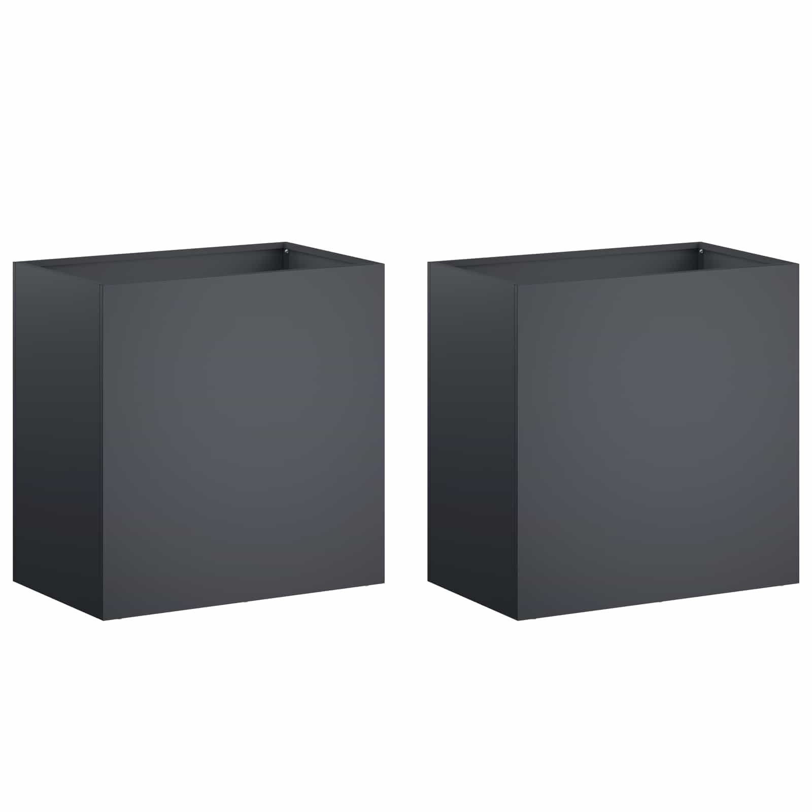 2x Donica Ogrodowa Stalowa 50x30x50 cm Antracytowa na Taras na Balkon