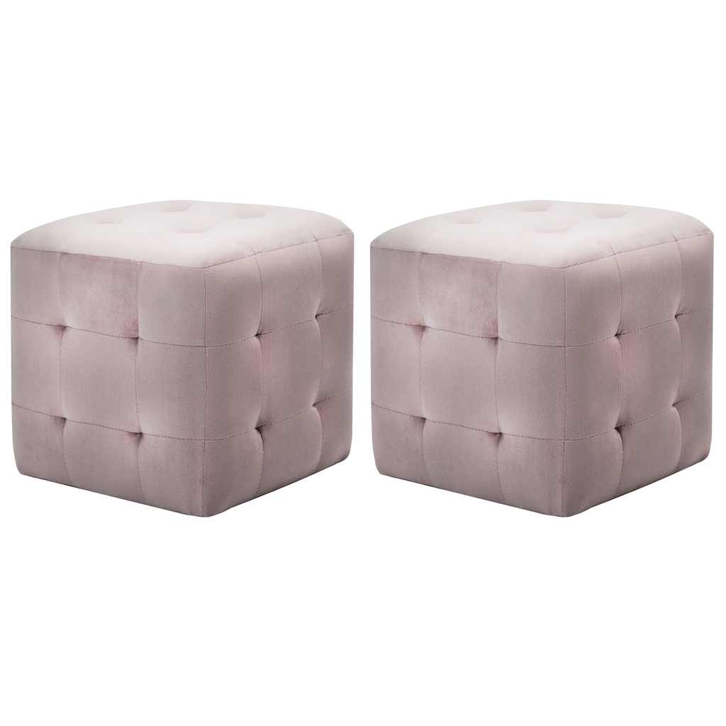 2x Pufa Welurowa Różowa 30x30x30 cm do Salonu