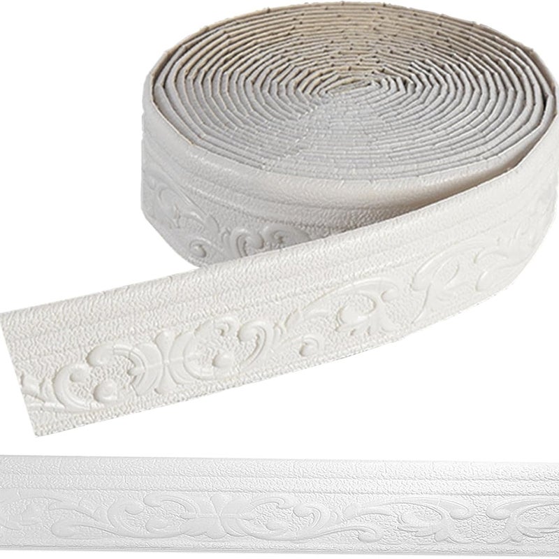 Listwa ścienna samoprzylepna, 10 m x 7,8 cm, listwa dekoracyjna, samoprzylepna, biała, 3D, do korytarza, sufitu, narożnika, linii kątowej