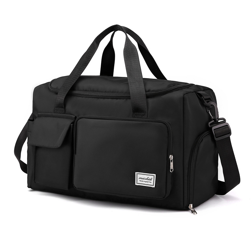 Torba podróżna na siłownię z przegrodą na buty i mokrą odzieżą, wodoodporna Black