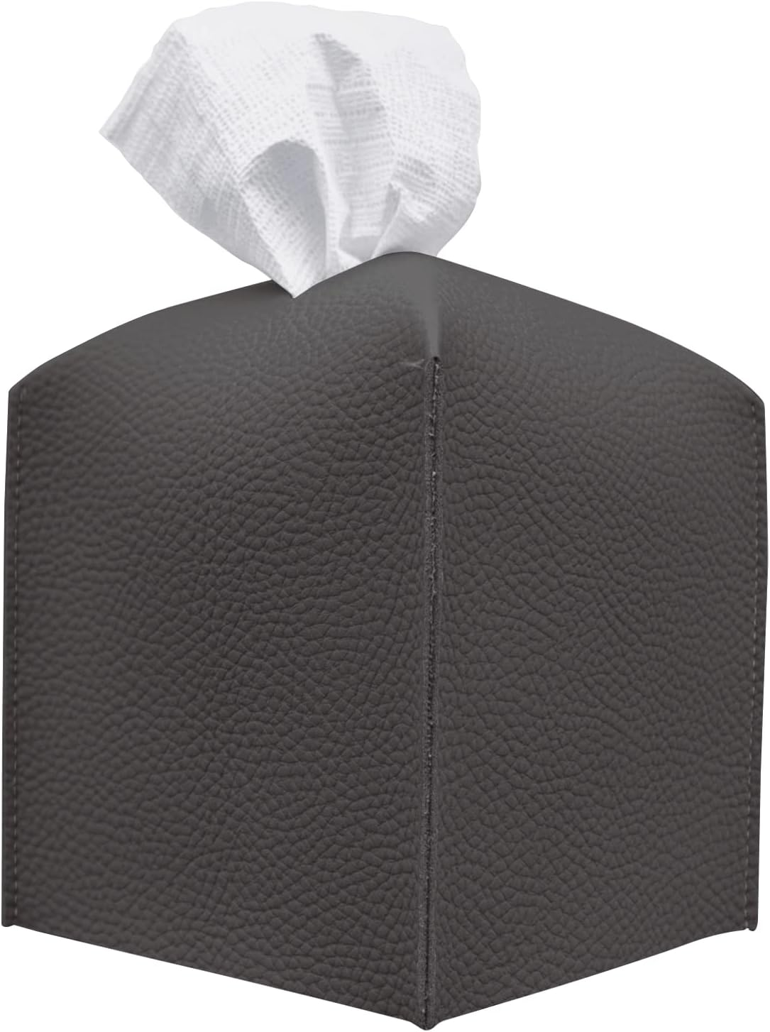 Pudełko na chusteczki skórzane, kwadratowa skórzana okładka, składane, 5" x 5" – czarne
