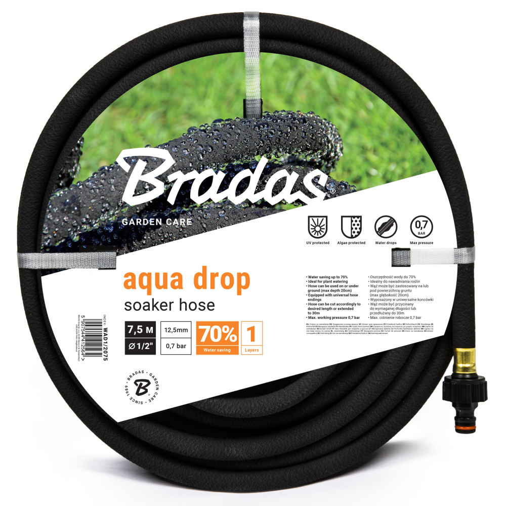 WĄŻ KROPLUJĄCY POCĄCY NAWADNIAJĄCY AQUA-DROP 1/2" - 7,5m