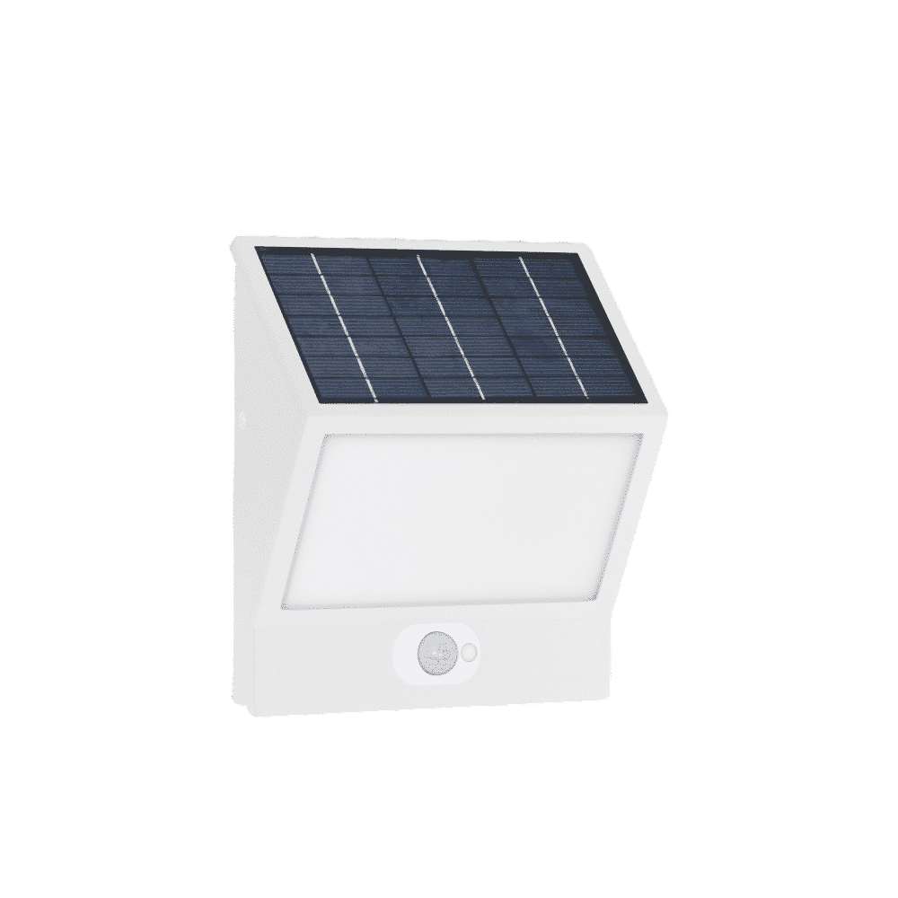 24,5 cm aluminiowy ścienny projektor solarny z czujnikiem, dioda LED 3 W 4000 K – biały