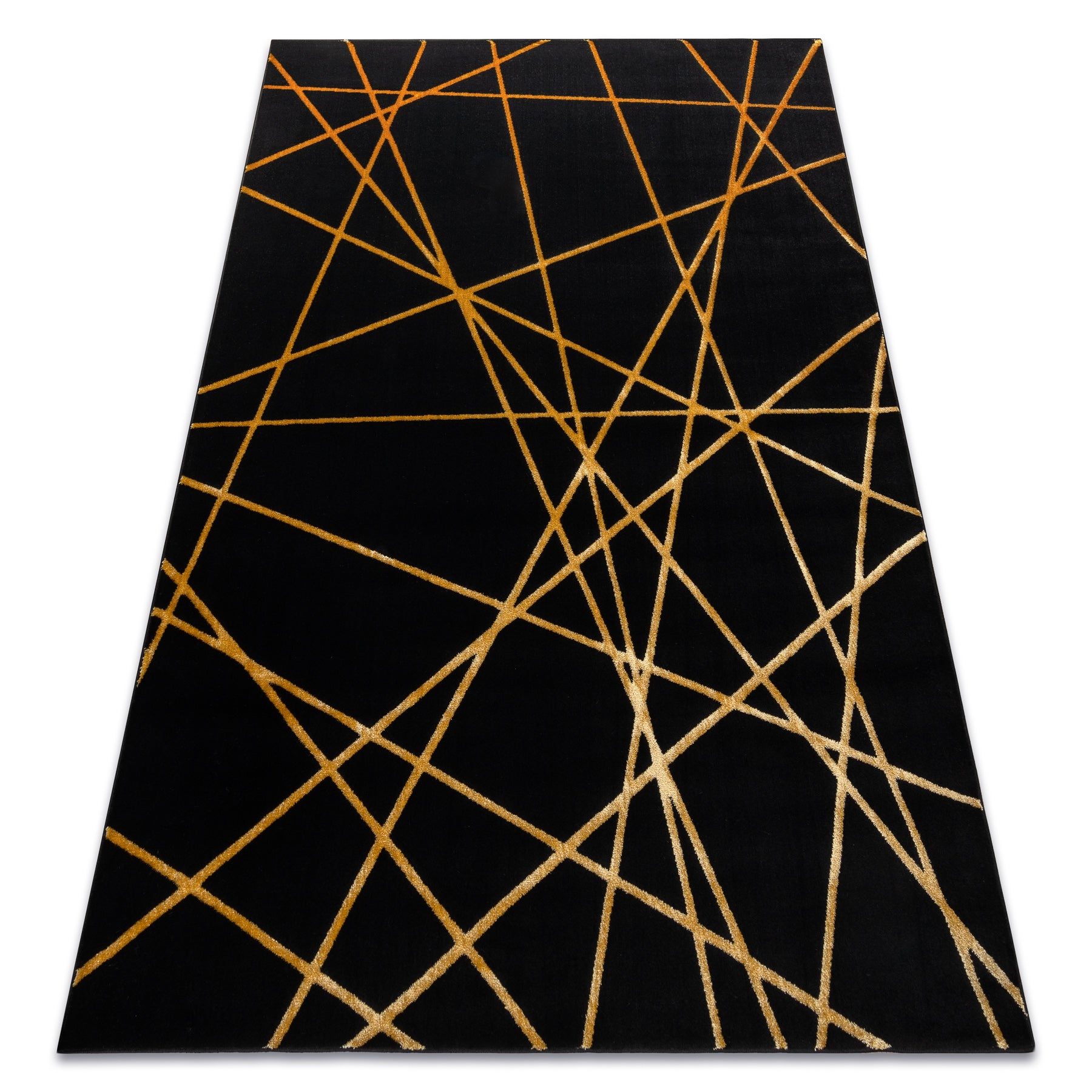 Dywan GLOSS nowoczesny 406C 86 stylowy, glamour, art deco, geometryczny czarny / złoty 80x150 cm