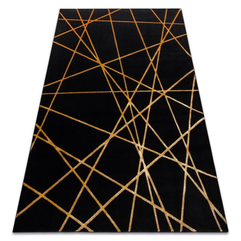 Dywan GLOSS nowoczesny 406C 86 stylowy, glamour, art deco, geometryczny czarny / złoty 80x150 cm