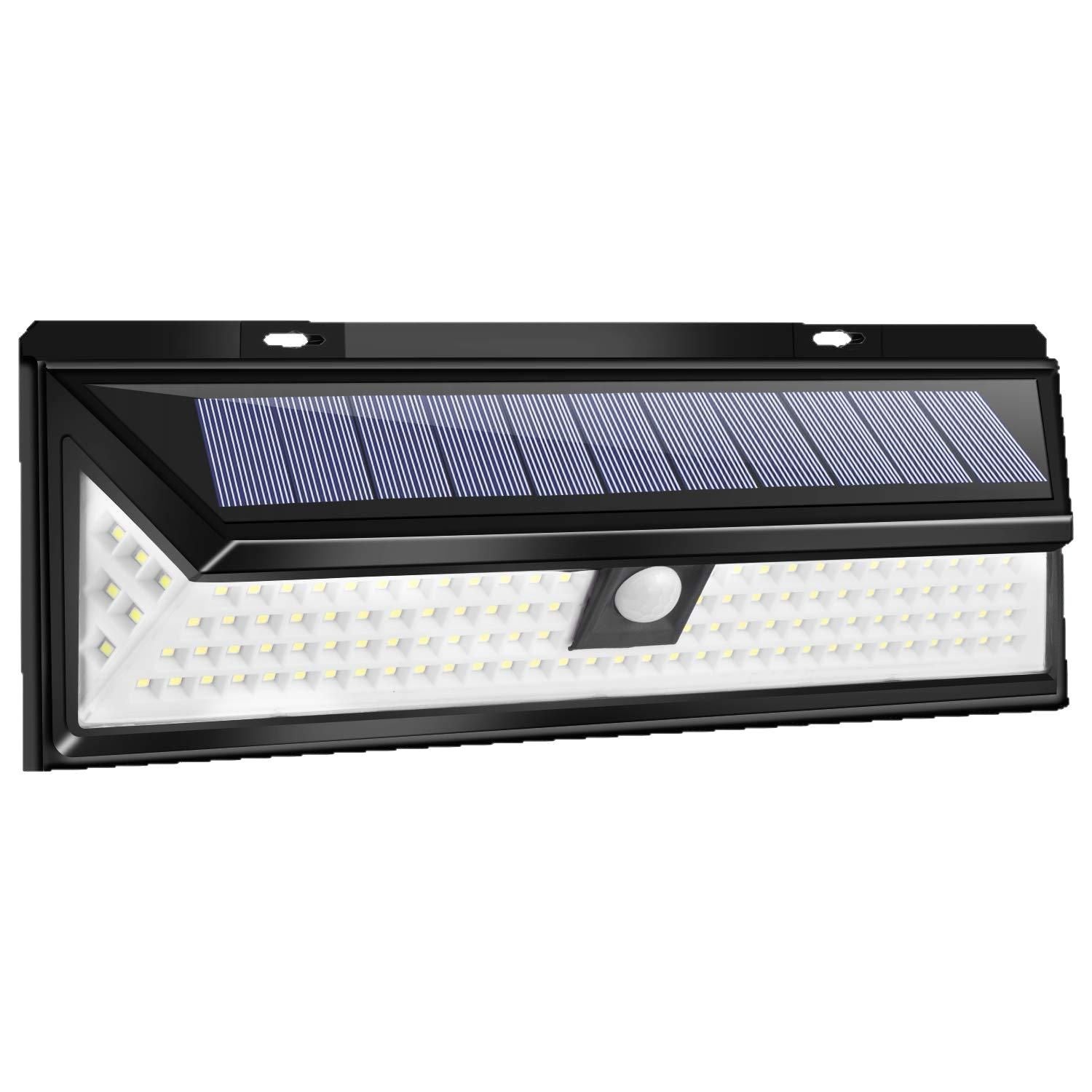 Lampa solarna zewnętrzna, wyposażona w 118 diod LED – z czujnikiem ruchu – stopień wodoodporności IP65 –
