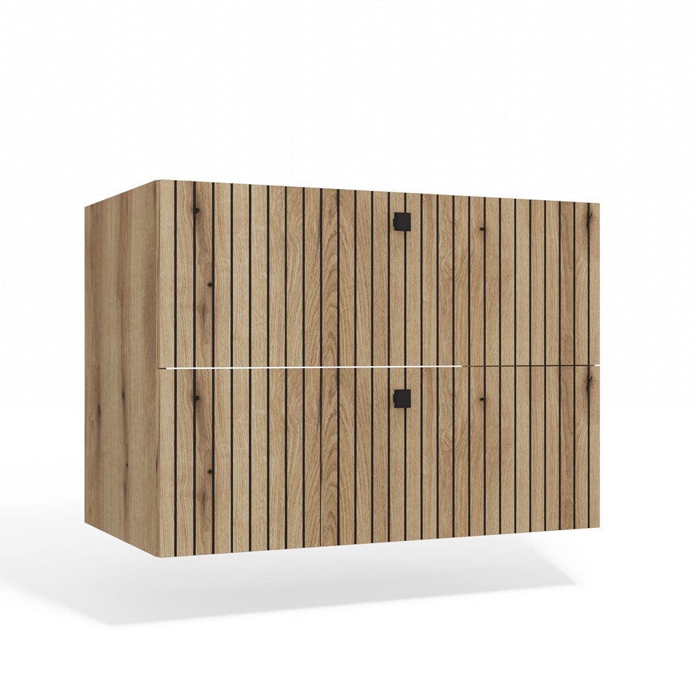 Szafka pod umywalkę Topeshop Tigo 80 2S dąb evoke 2 szuflady ryflowany front wisząca 45,5x80x57 cm 1 szt