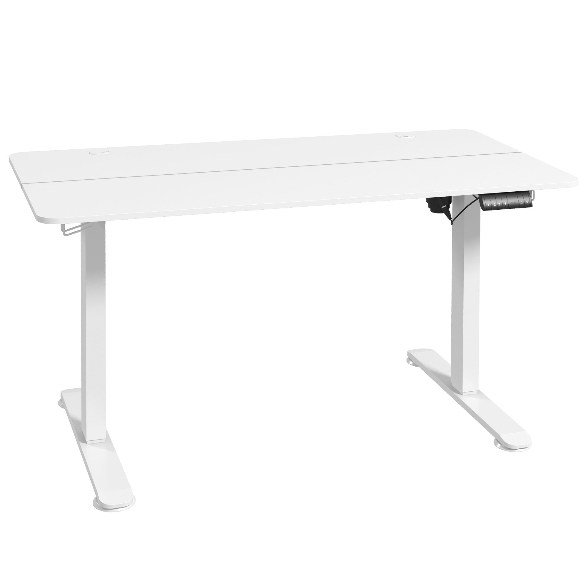 Biurko z regulacją wysokości 140x70cm elektryczne biurko komputerowe 4 pamięci ergonomiczne siedzisko stojące wieszak na biurko antykolizyjny biały
