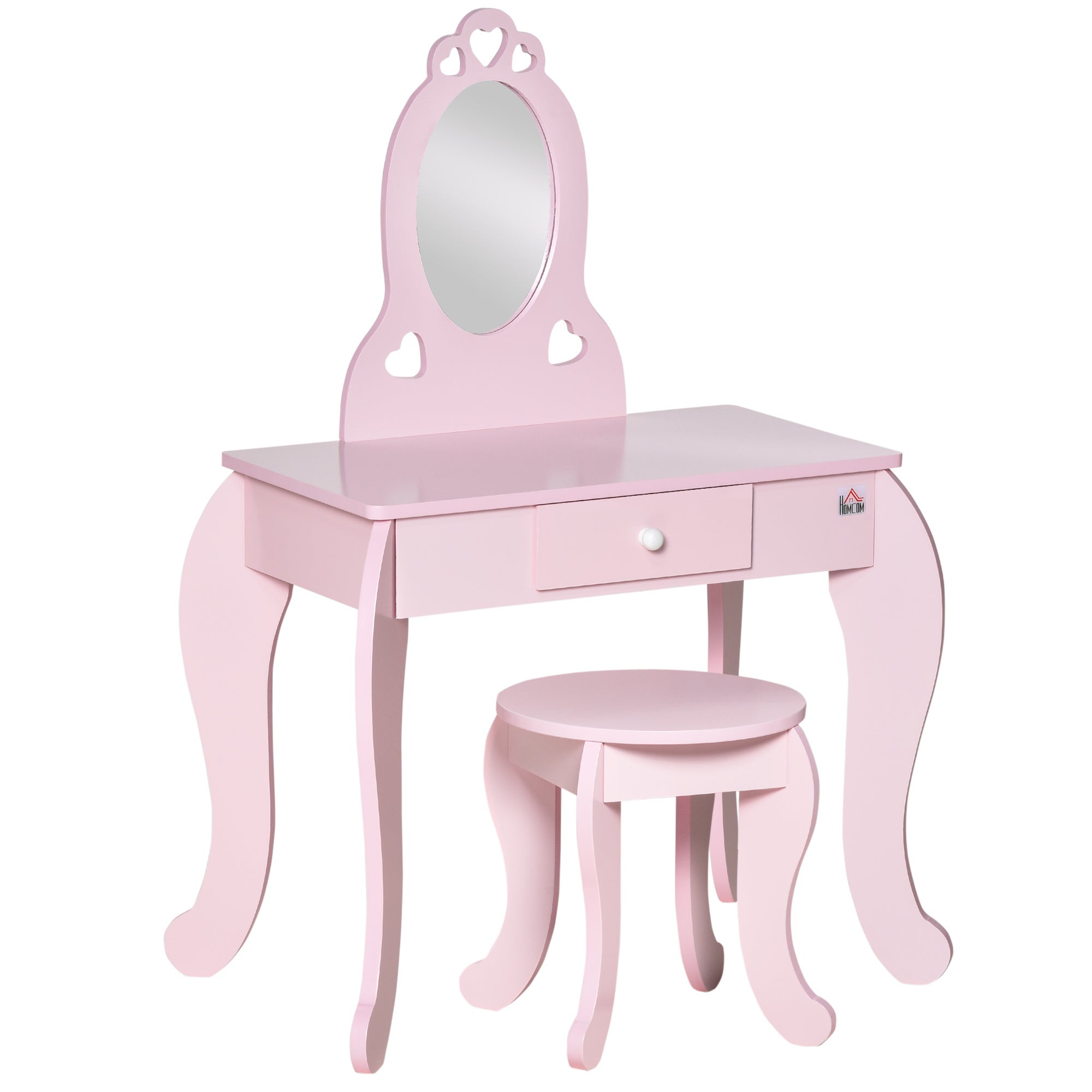 Kids Toaletka Stół & Stołek Girls Dressing Zestaw Sprawiać W górę Desk Krzesło Dresser Play Zestaw z Lustro Różowy
