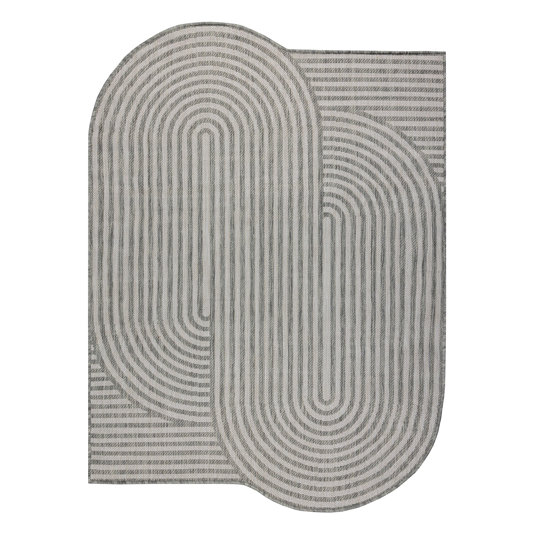 Dywan ORGANIC 2131 sizal Geometryczny ecru / szary - naturalny, nowoczesny nieregularny kształt 133x190 cm