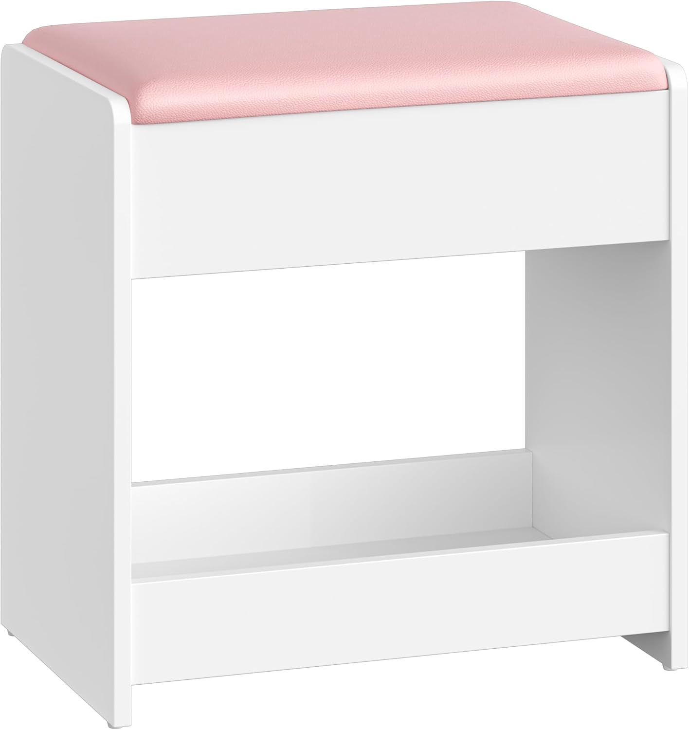 Taboret do Toaletki, Tapicerowane Krzesło do Makijażu, Podnóżek, Antypoślizgowe Stopki, do Sypialni, Garderoby, Przedpokoju, Różowy