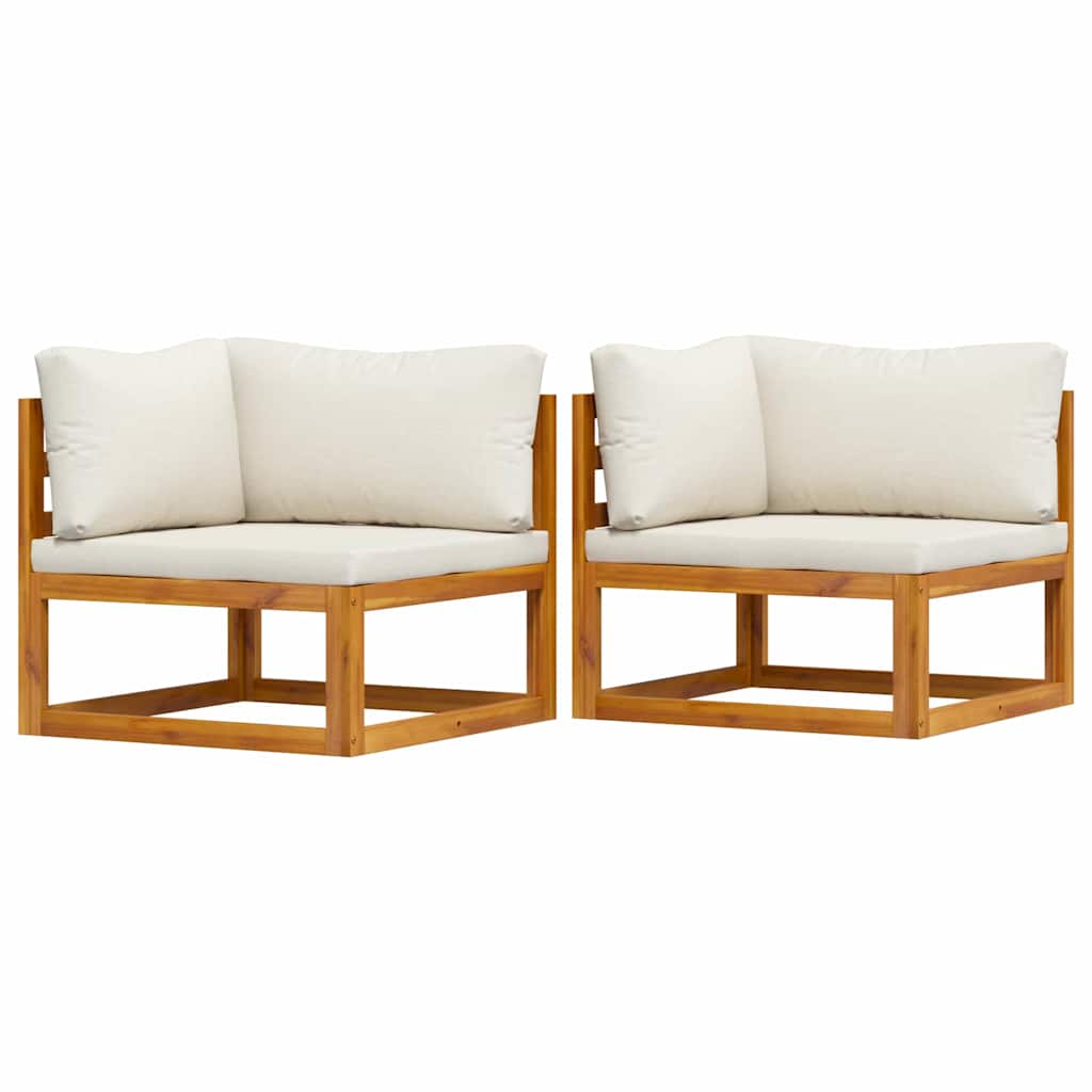 Sofa Ogrodowa Modułowa 2-Osobowa Drewniana z Kremowymi Poduszkami na Taras