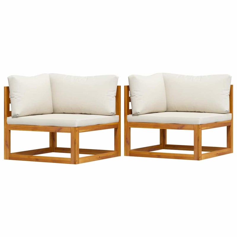 Sofa Ogrodowa Modułowa 2-Osobowa Drewniana z Kremowymi Poduszkami na Taras
