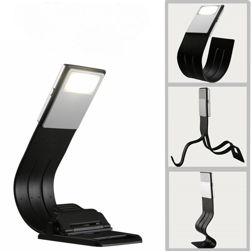 Lampka do czytania z klipsem, składana lampa do czytania LED, ładowana przez USB