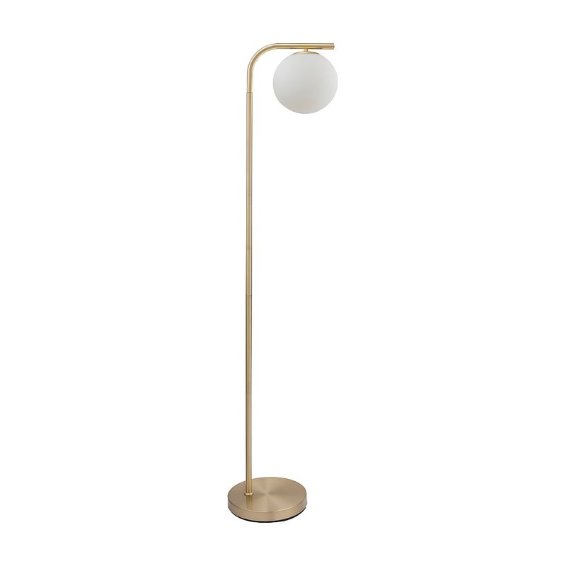 Lampa stojąca z polerowanego mosiądzu i białego szkła - śr.28 x wys.150 cm - Złota - SOFIA