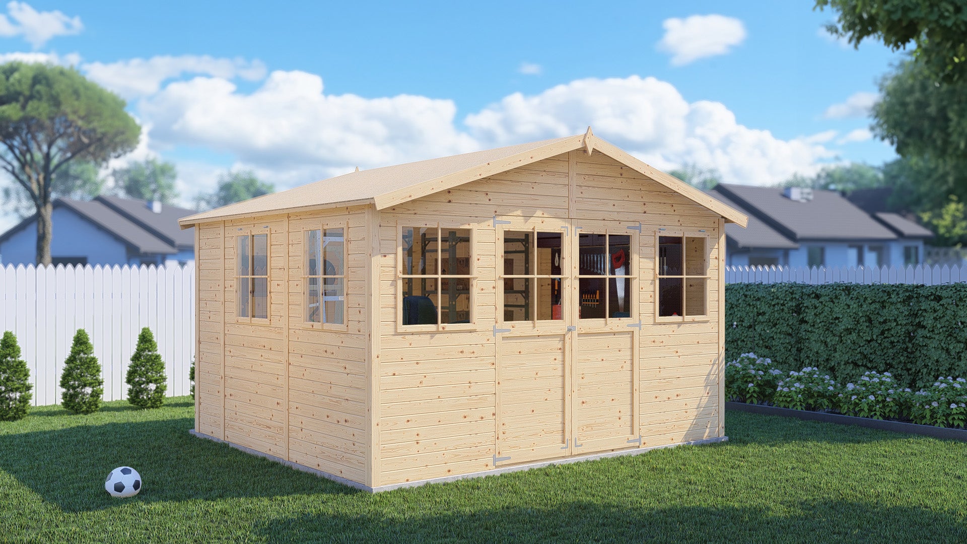 Drewniany warsztat ogrodowy BERTILO 14 mm Smith 10,09 m² nieimpregnowany