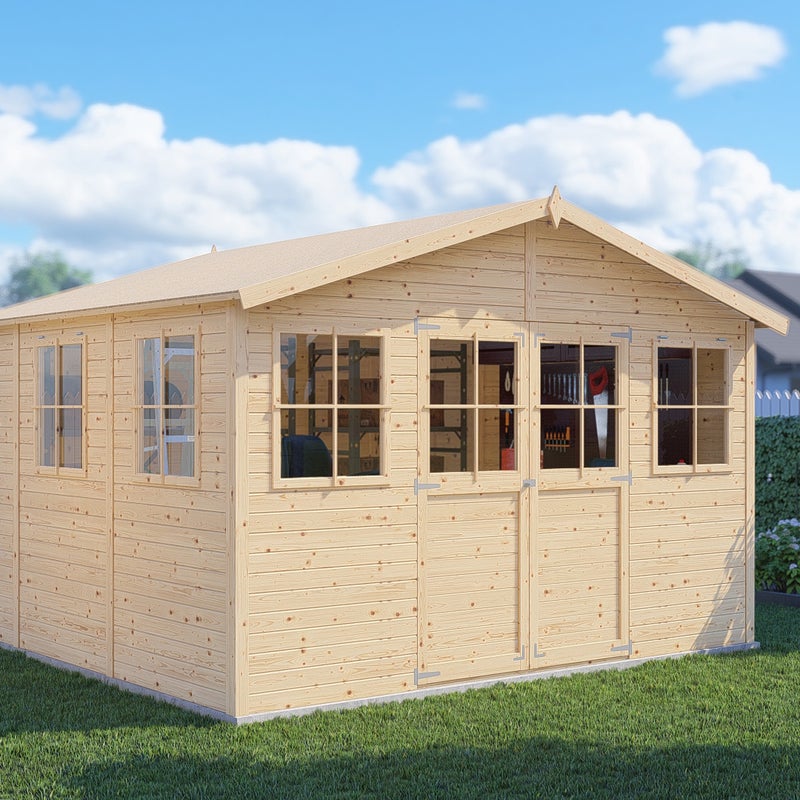 Drewniany warsztat ogrodowy BERTILO 14 mm Smith 10,09 m² nieimpregnowany