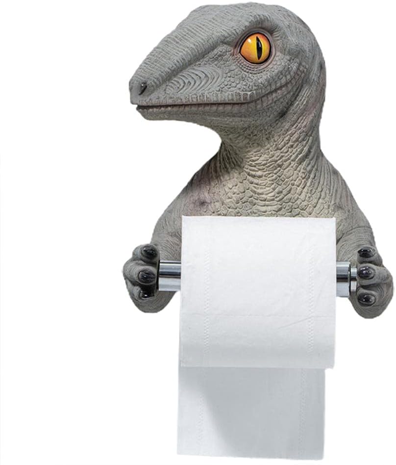 Dinozaur – uchwyt na papier toaletowy – oryginalna dekoracja ścienna do toalety, kuchni lub łazienki, zabawny wygląd