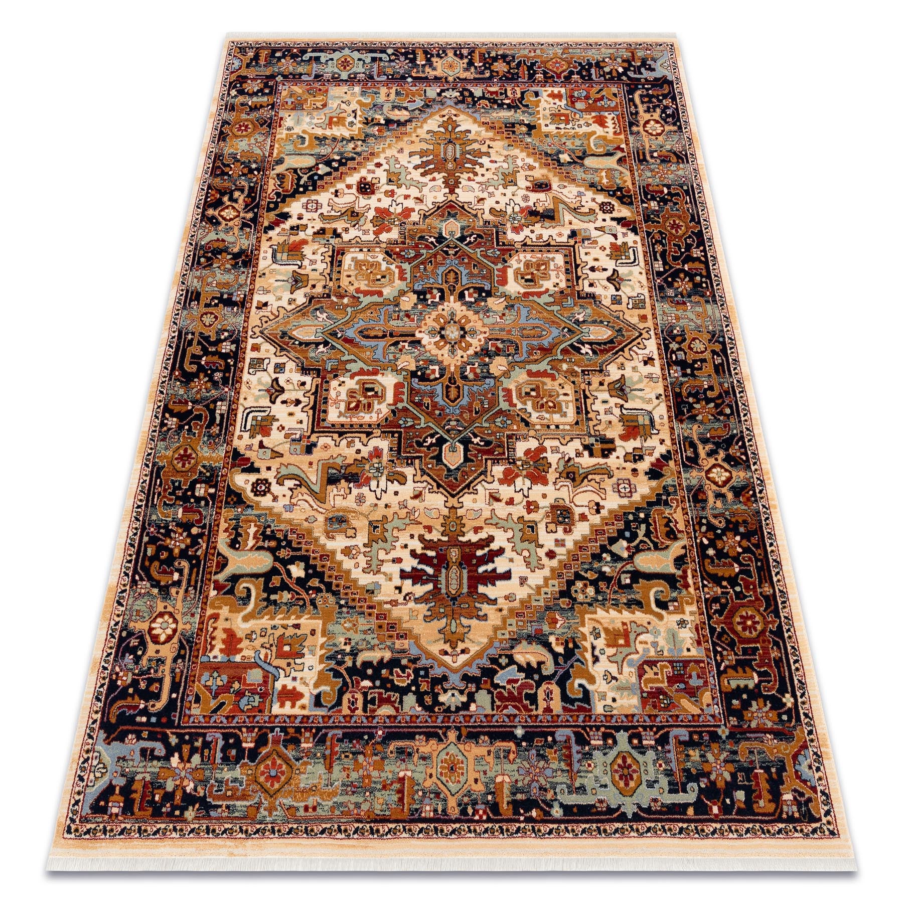 Dywan wełniany KESHAN Frędzle, Ornament orientalny 2886/53555 beż / bordo 300x380 cm