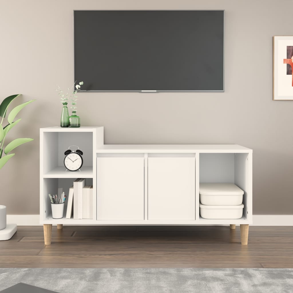 Szafka pod TV, biała, 100x35x55 cm, materiał drewnopochodny vidaXL