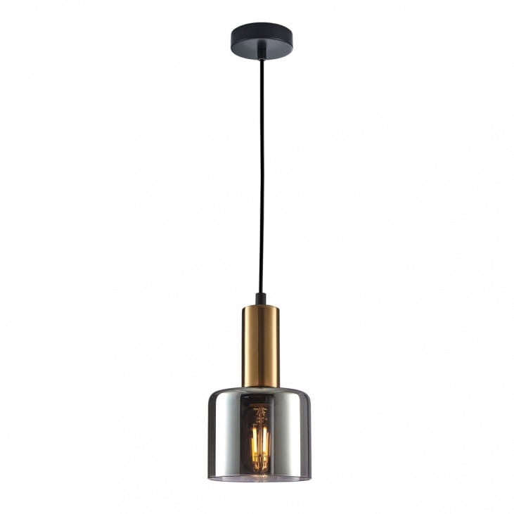 Lampa wisząca Santia miedziano-czarna 1xE27x40W nowoczesna wym: 94,5 x 12 x 12 cm szkło Italux
