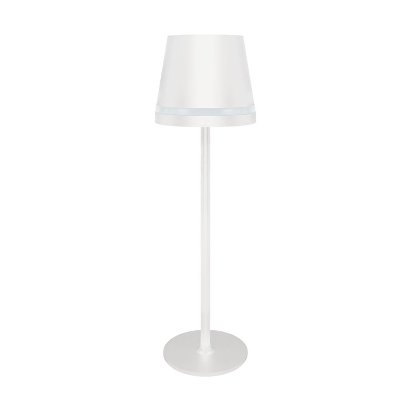 Lampa stołowa nowoczesna biała smukła klosz z obwódką USB-C przenośna dotykowa LED 3W INES Struhm