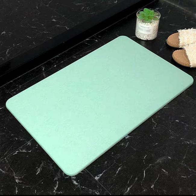 Mata podłogowa z ziemi okrzemkowej, twardy materiał, odpowiednia do łazienek i kuchni (zielona, 39 x 60 x 0,9 cm)