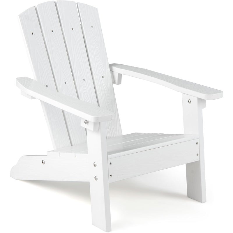 Krzesło dziecięce Adirondack HIPS, fotel ogrodowy z podłokietnikami i ergonomicznym siedziskiem 105°, nośność 75 kg dla dzieci w wieku 3-8 lat (biały)