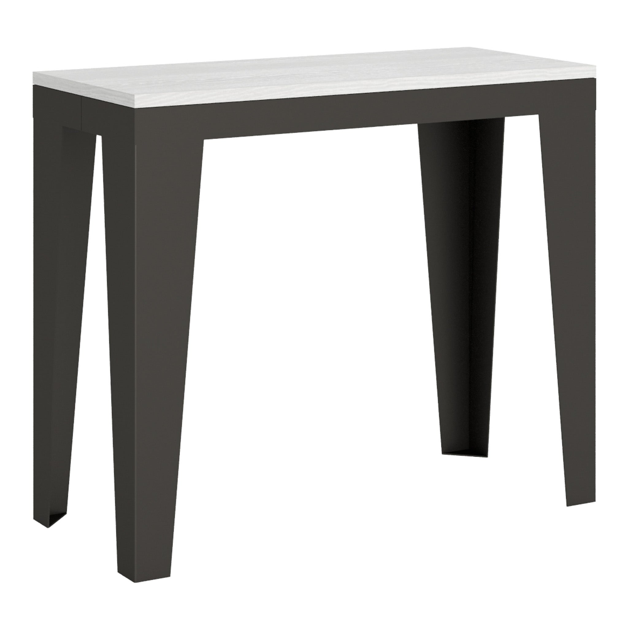 Mesa consola pequeña Flame Evolution con estructura de fresno blanco y antracita, 196 cm
