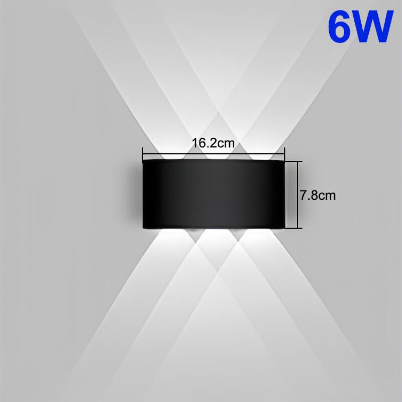 Kinkiet wewnętrzny LED 6W, aluminium w kolorze czarnym - oświetlenie w górę i w dół, nadaje się do salonów, sypialni i korytarzy - światło białe.