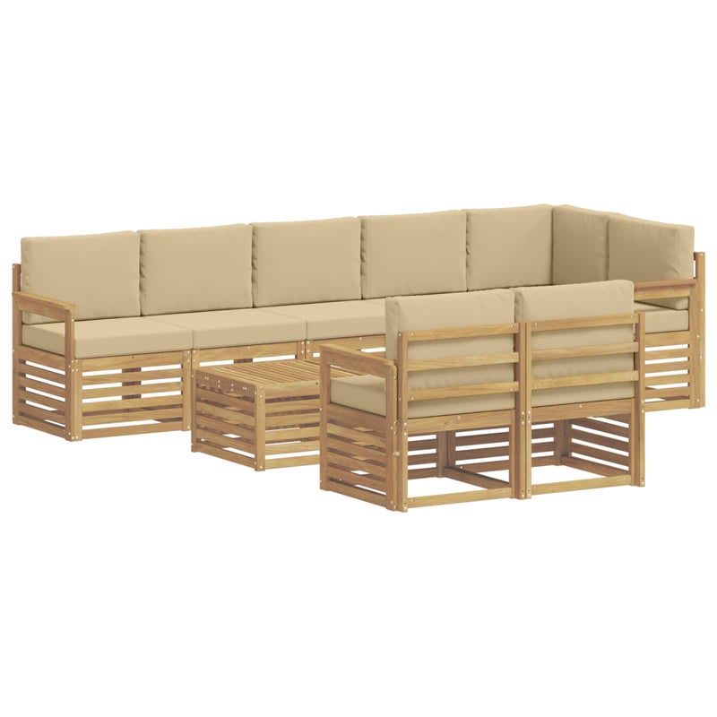 Zestaw sof na zewnątrz 8 pcs Biały i Beżowy 59 x 59 x 37 cm