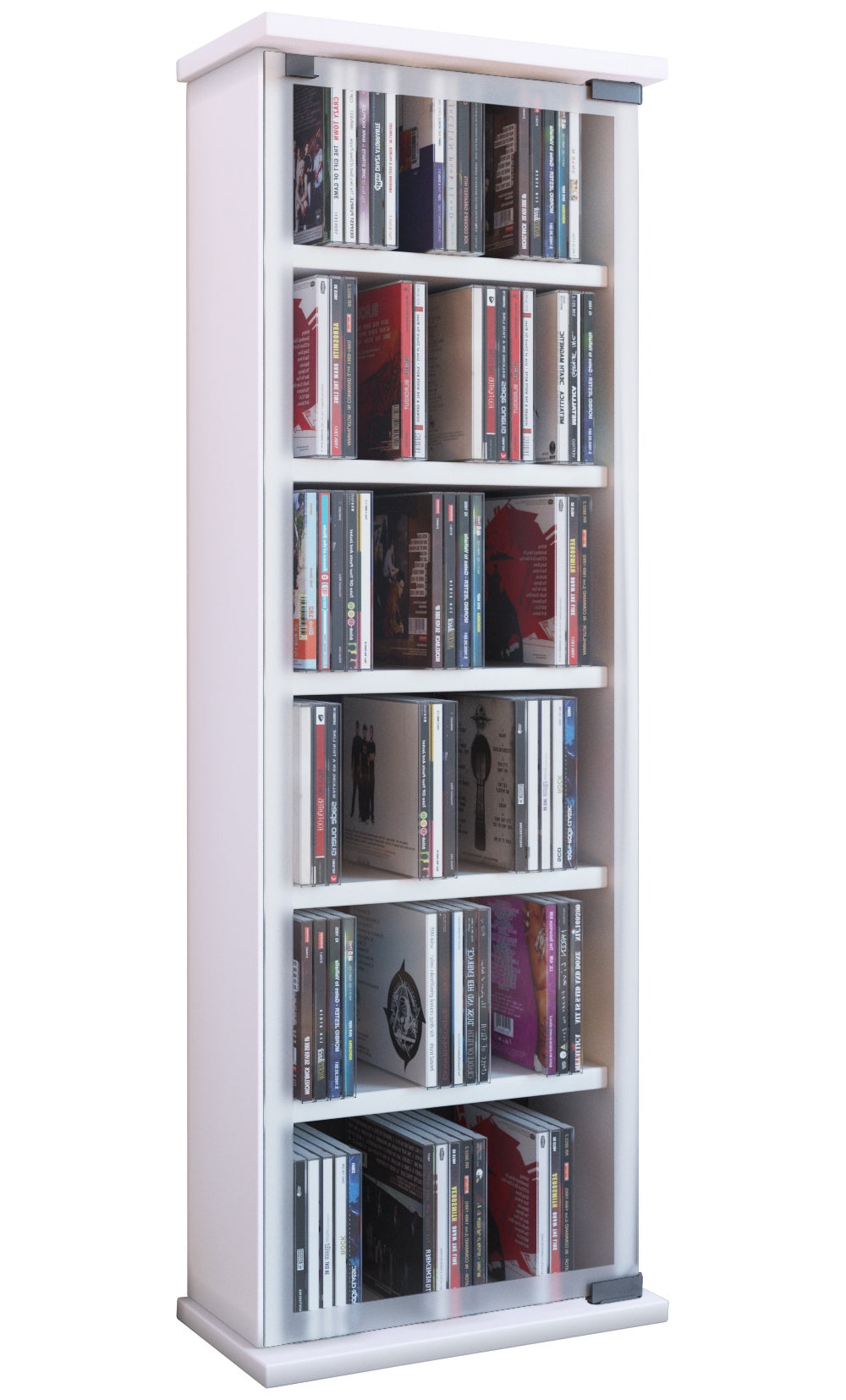 VCM Płyta CD / DVD Media Shelf Classic Biały H. 92 x B. 31 x T. 18 cm
