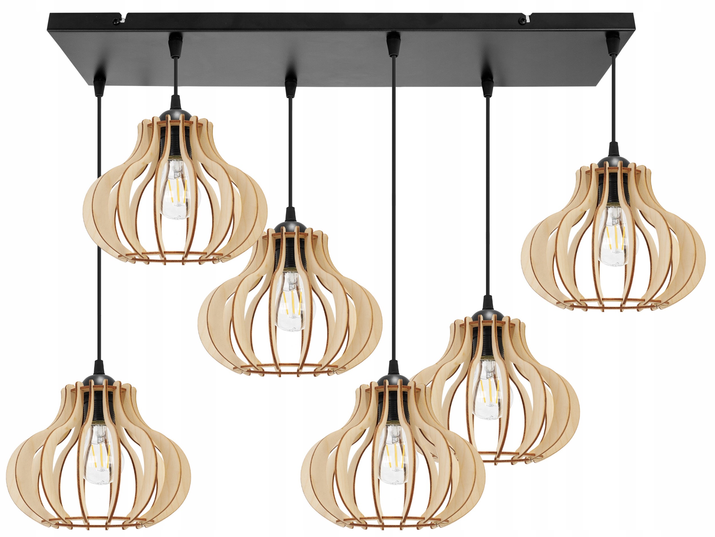 Lampa sufitowa wisząca Light Home LH Timber 6x E27 60W klosz owalny czarny